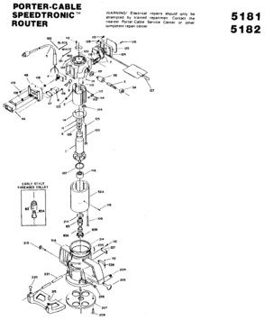 Default Diagram and Parts List for J-5182 Type 1 Porter Cable Miscellaneous